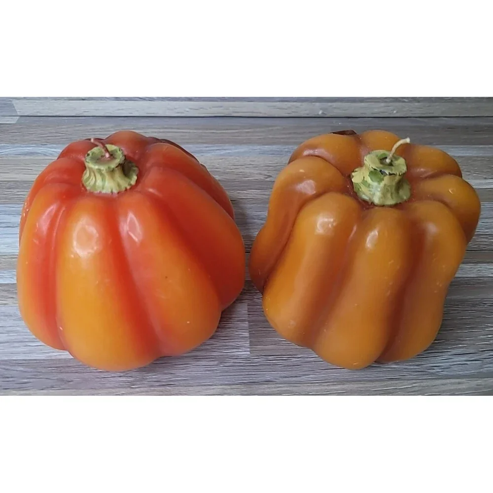 Lot of 2 Target Halloween Pumpkin Funny‎ Angry Face Candles Discontinued